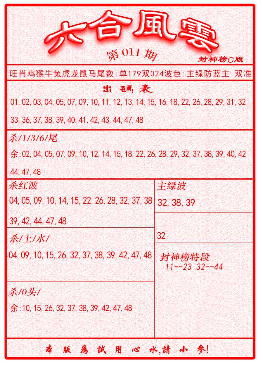 011期六合风云B面[图]