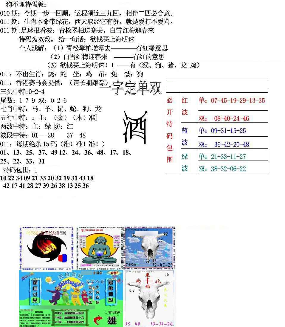 011期狗不理特码报[图]