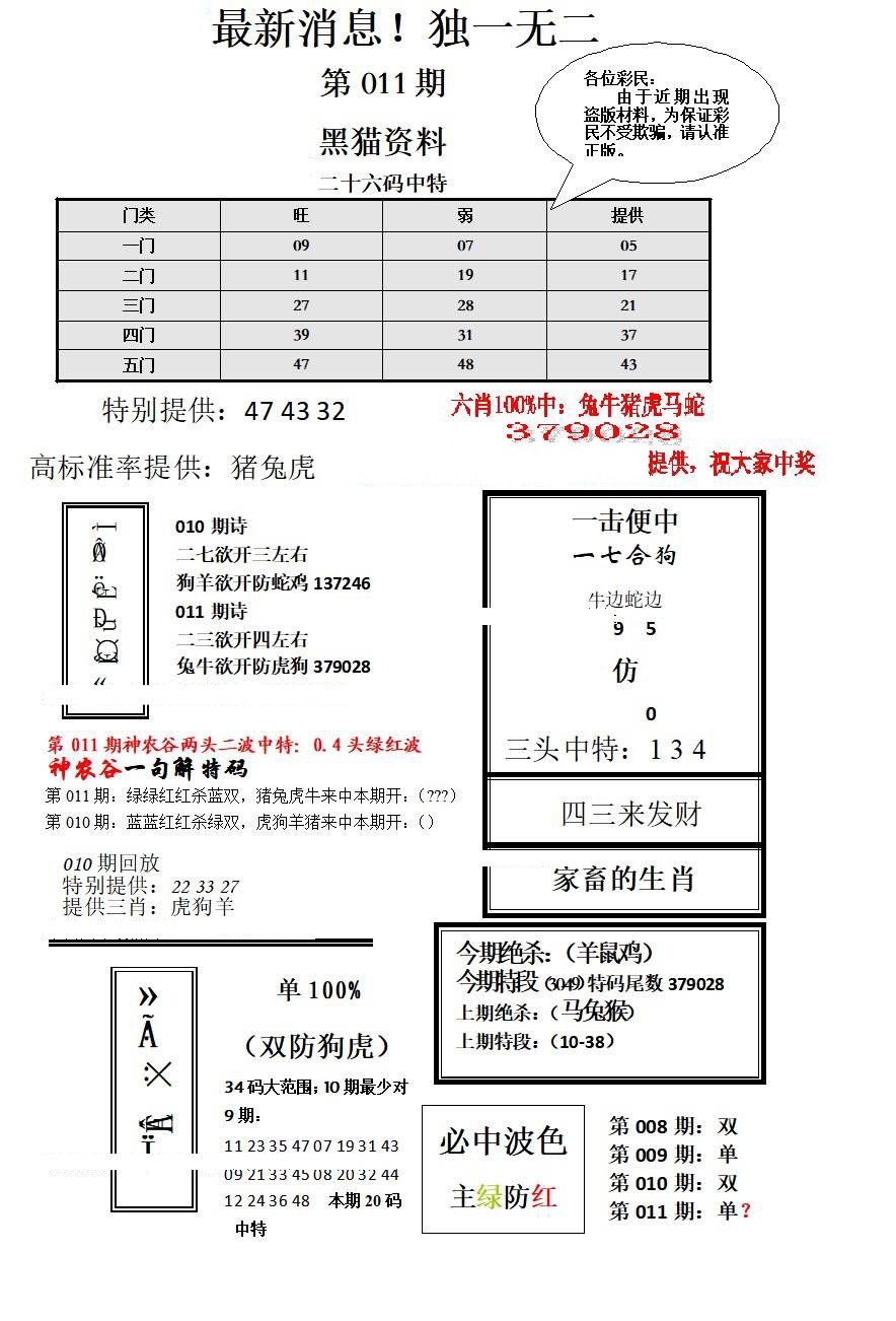 011期独一无二[图]