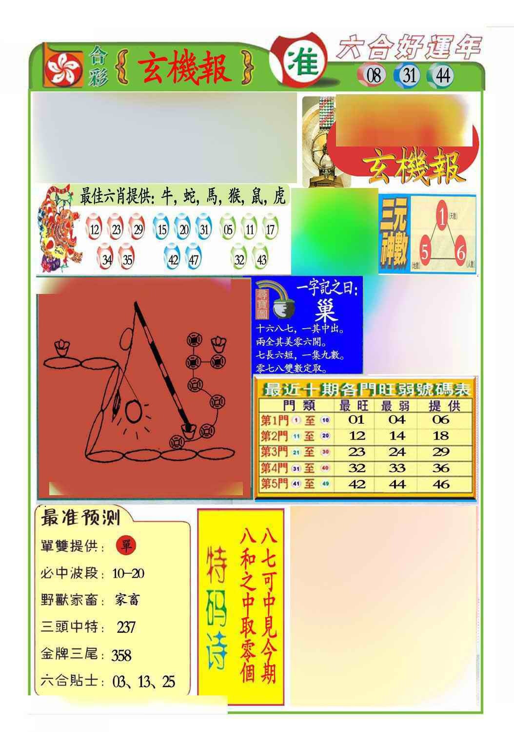 011期马经玄机报(新图推荐)[图]