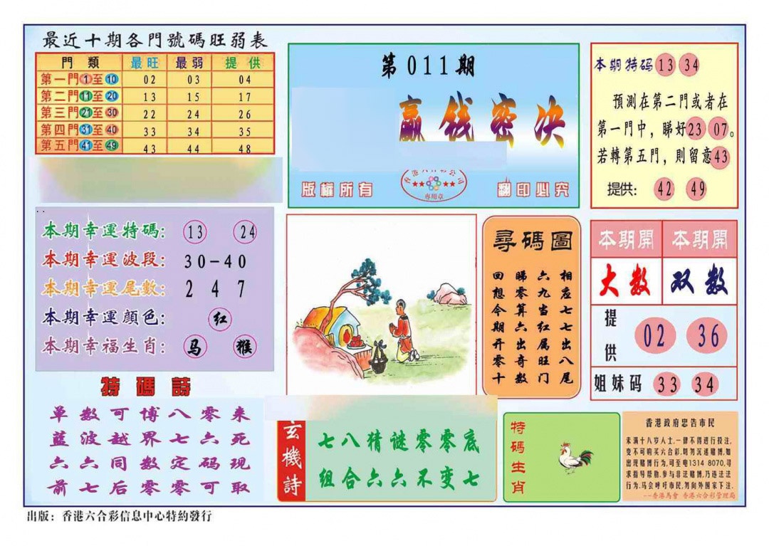 011期马经赢钱密决(新图推荐)[图]