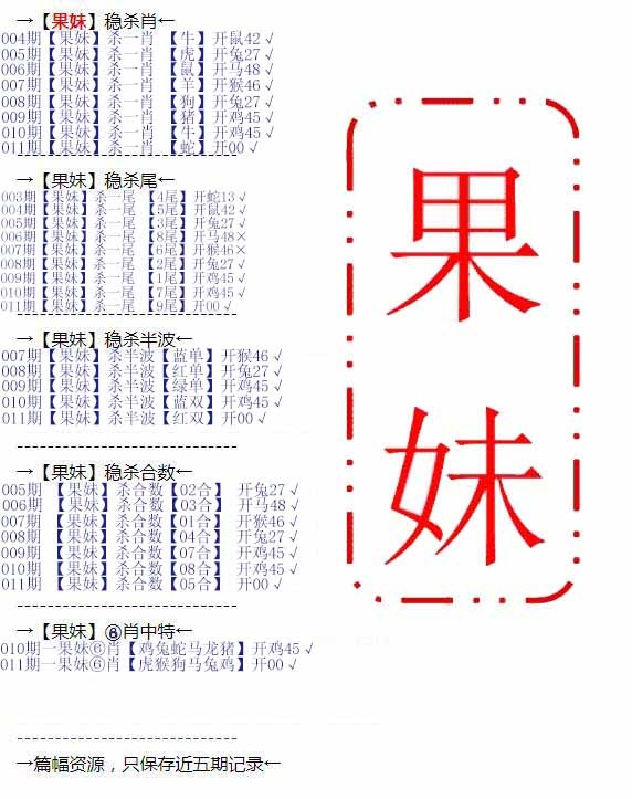 011期果妹心水[图]